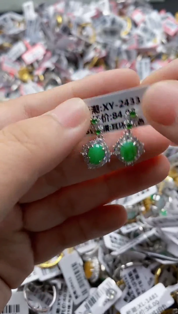 翡翠戒指银S925镶嵌2222---2