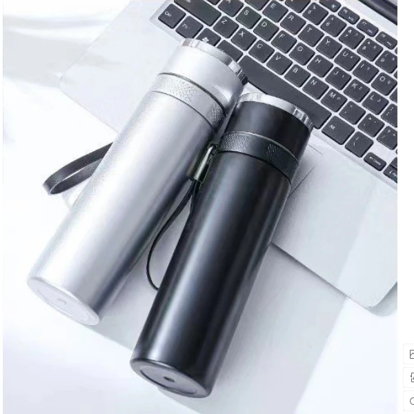 保温双层现代简约茶水分离保温杯刻字个性真空提绳水杯泡茶杯