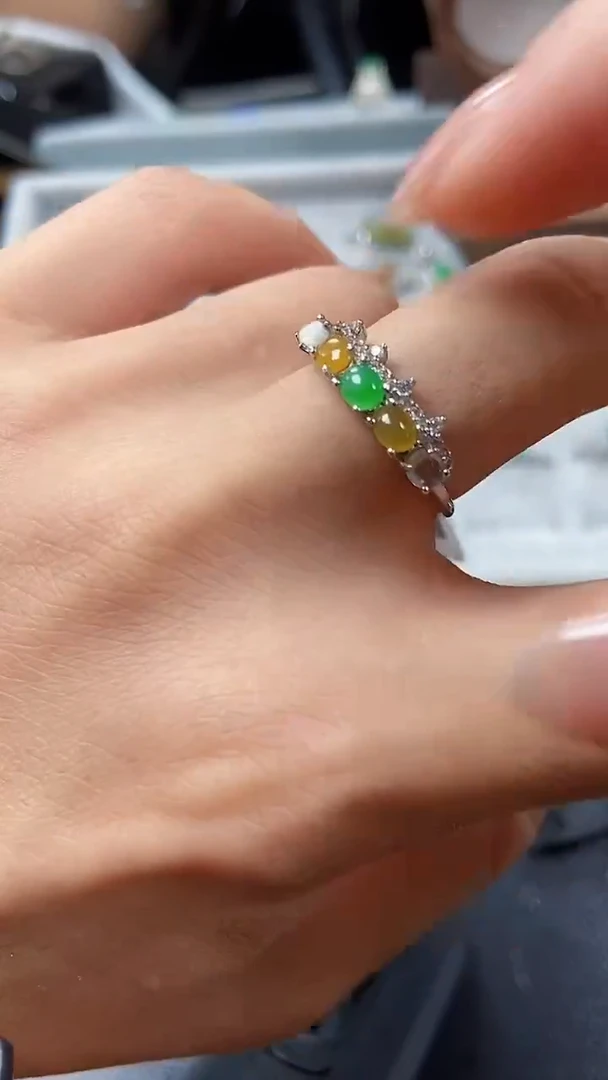 银S925镶嵌戒指翡翠3615