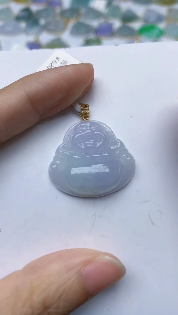 翡翠18K金镶嵌颈饰天然缅甸A货翡翠