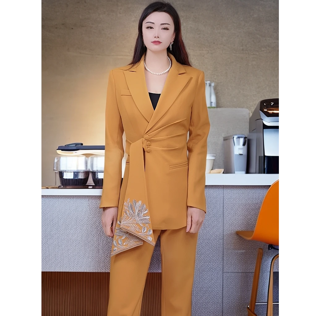 西装套装腰带刺绣女秋冬上新2024-077西服时尚休闲女士网红设计师