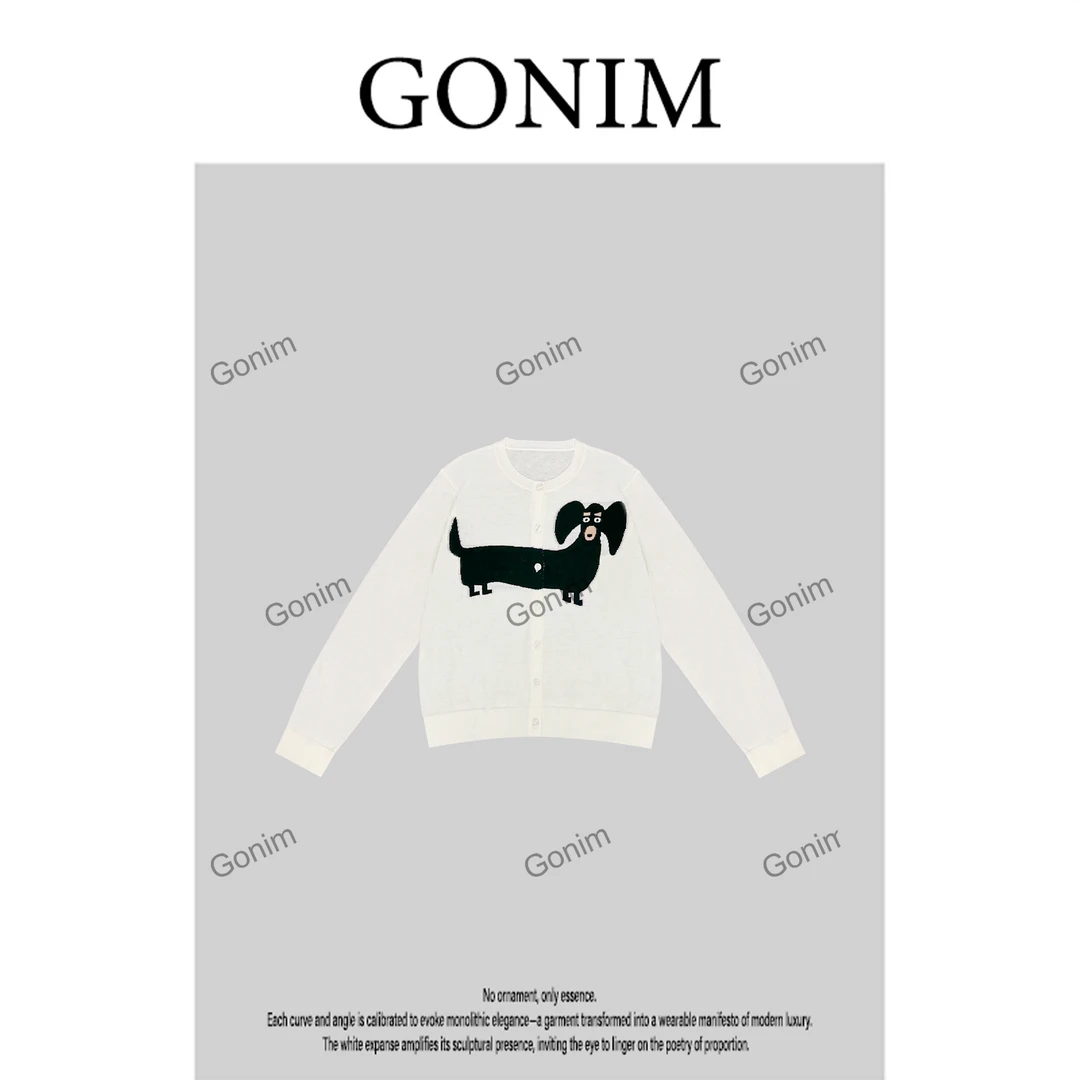 Gonim· "腊肠萌宠‘’2025早秋针织网红女时尚门襟气质开衫女
