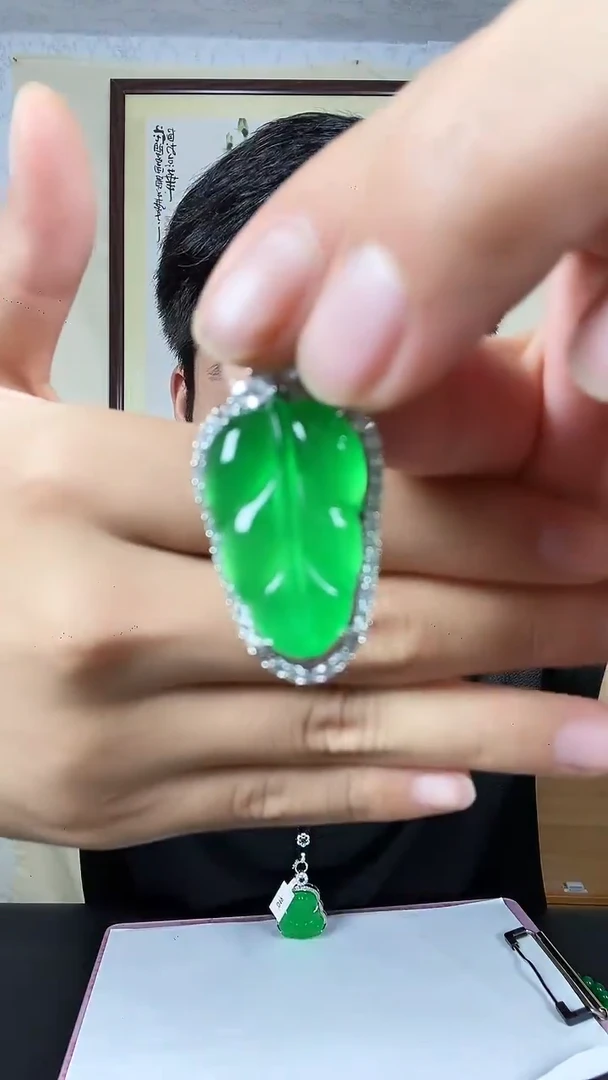 吊坠(赠链)银S925镶嵌翡翠D06