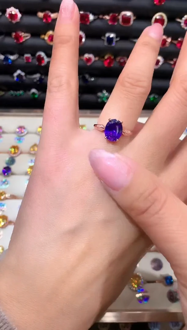 【闪购商品】水晶戒指银S925镶嵌810紫水晶