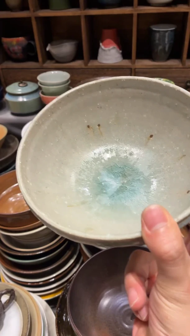 瓷片小*86灰色冰种粗陶面碗1个