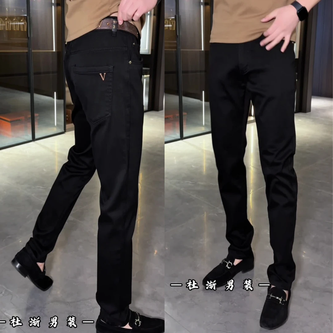 高端正品弹力 秋冬款黑牛牛仔裤修身男士欧货商务百搭休闲裤NZ666