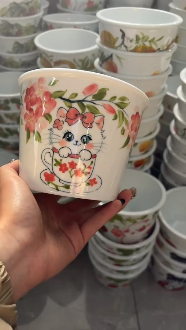 瓷片景德镇陶瓷食品级手绘釉中彩-泡面桶