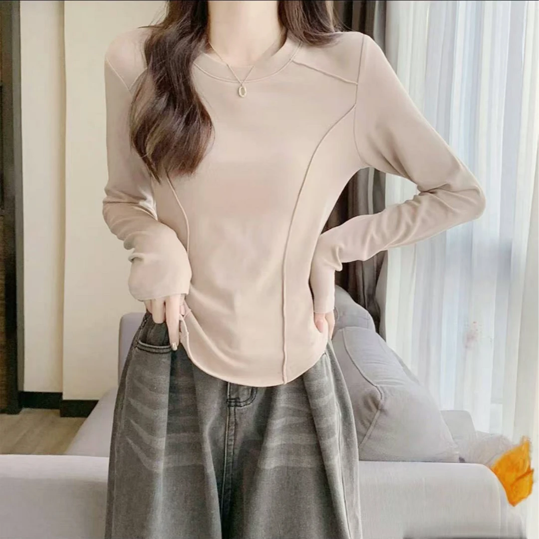 7782-（60支）鱼骨打底衫（米杏）