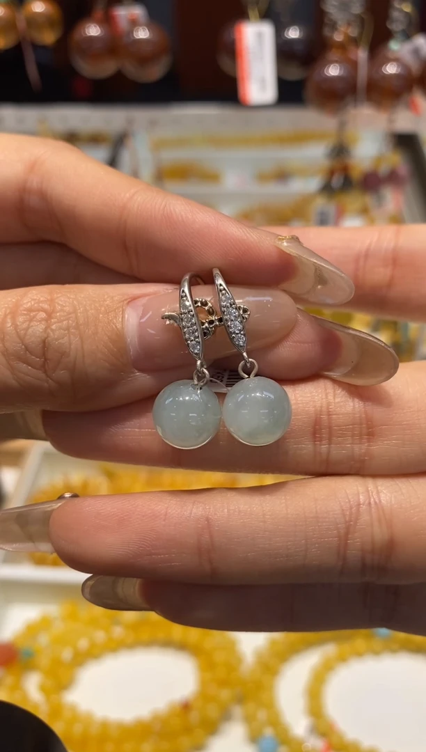 【闪购商品】翡翠耳饰银S925镶嵌耳饰