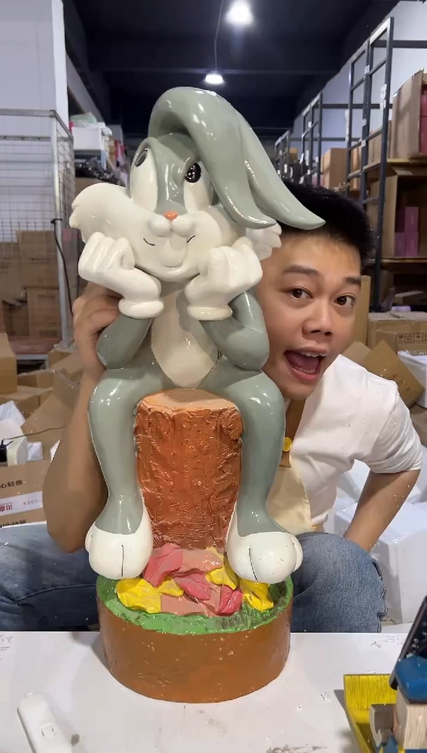 瓷片树脂兔八哥大摆件