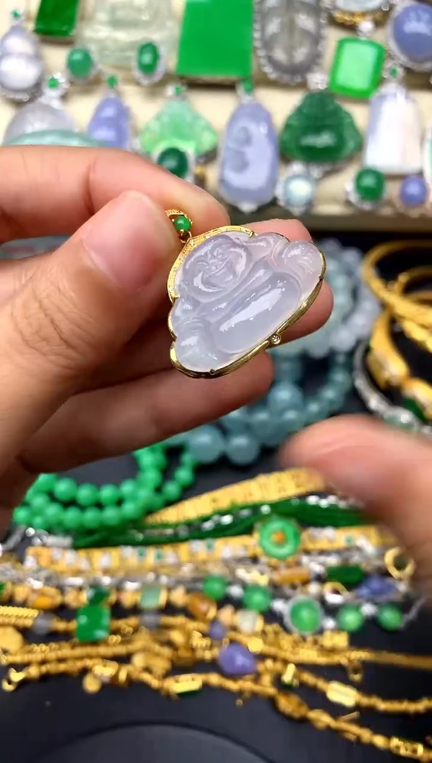 翡翠18K金镶嵌颈饰217-中国好珍宝