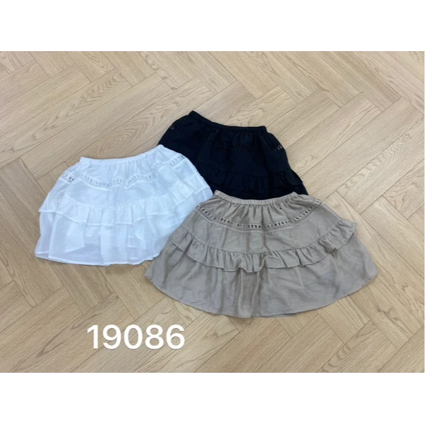 19086三色净版花边灯笼高腰显瘦半身裙