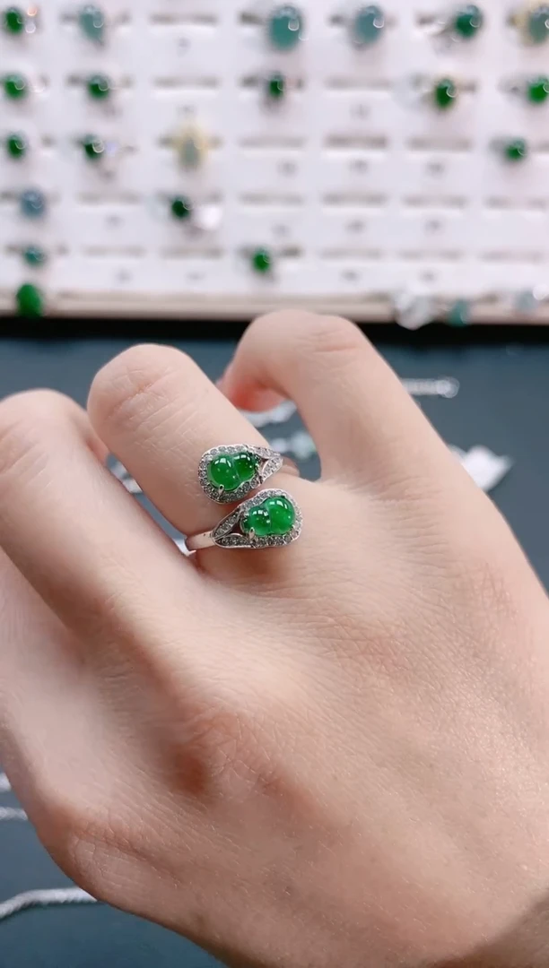 【闪购商品】翡翠戒指银S925镶嵌天然翡翠