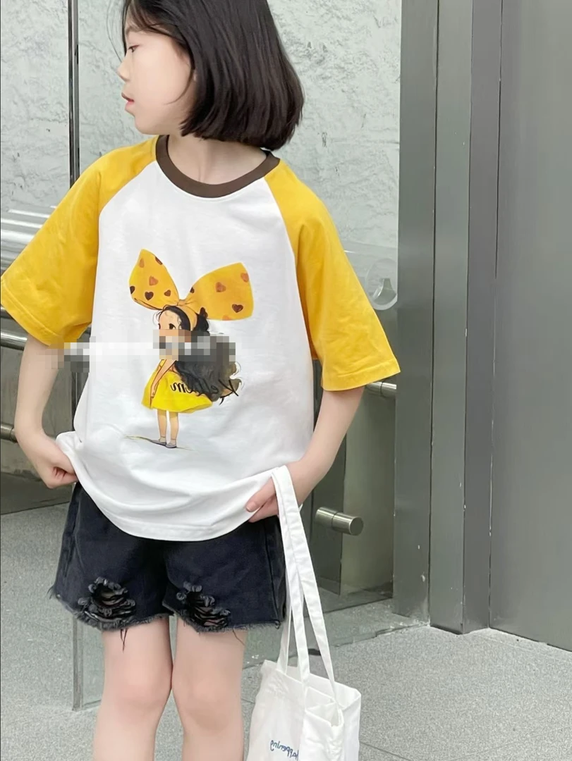 2025夏天女童娃娃T恤百搭宽松休闲时尚好看漂亮中大童洋气夏装