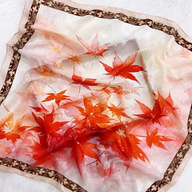 A071【秋枫】新款国风剪花百搭丝巾70*70