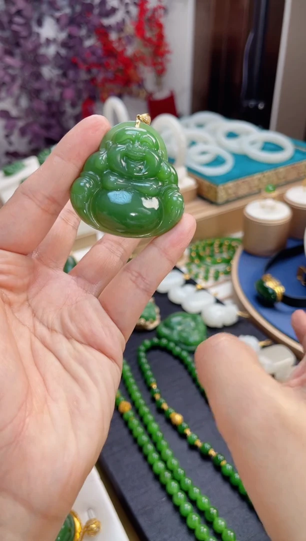 【闪购商品】和田玉吊坠18K金镶嵌佛公