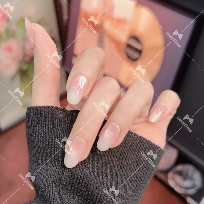 【云上茉莉】裸粉色猫眼日常短款穿戴甲显白ins风美甲