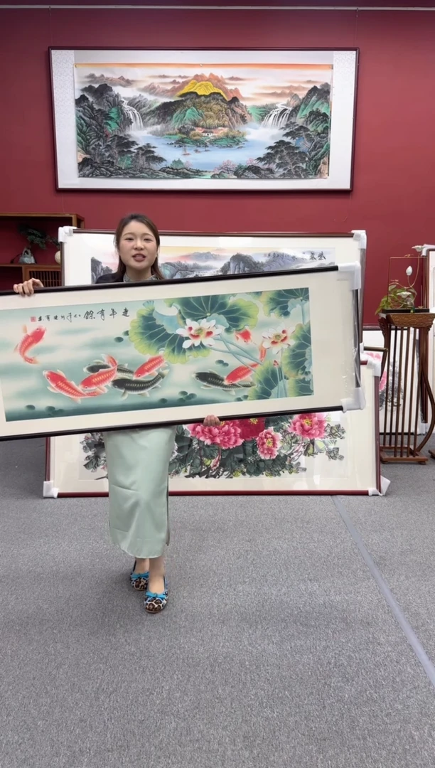 国画手绘 连年有余 172*62