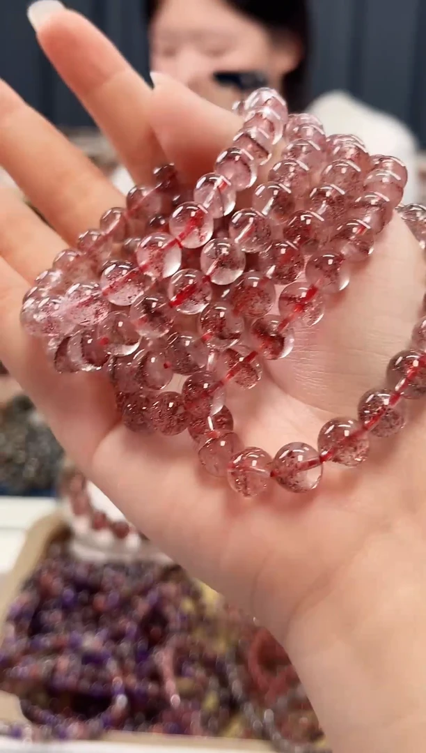 未镶嵌手串水晶金草莓超七单圈手串8mm【多样性发一】