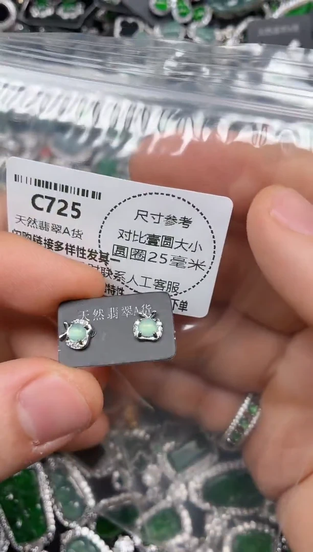 颈饰未镶嵌翡翠C725耳钉