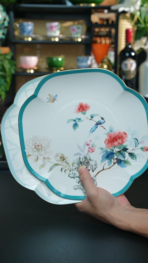 12花神+玉扇，10寸浅盘