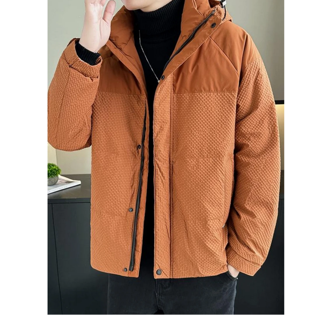 曼库帕娅羽绒服男连帽白鸭绒加厚保暖时尚拼色休闲宽松短款男外套
