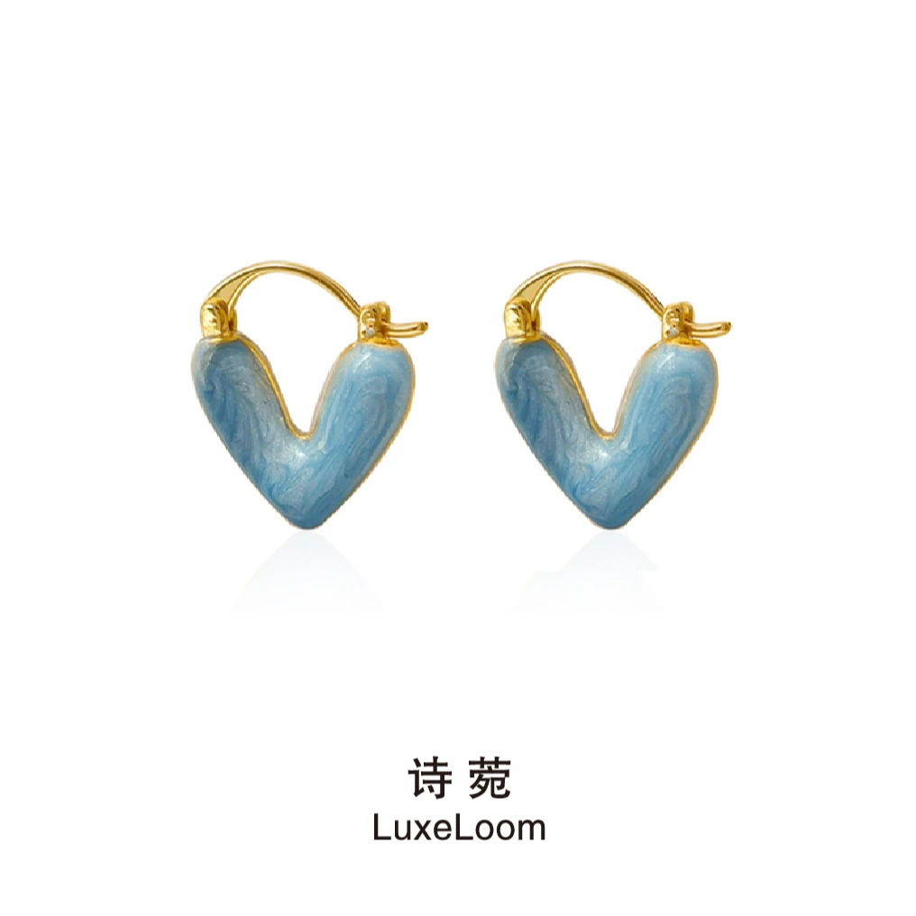 LuxeLoom/诗菀 铜合金珐琅耳饰 【爱心珐琅耳环】时尚法式A0121