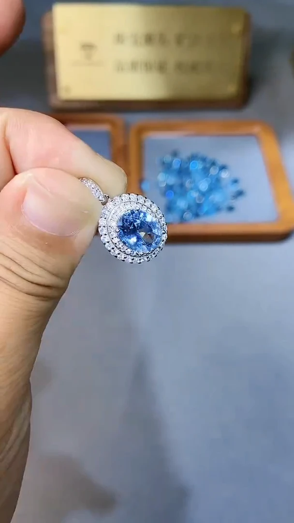 【闪购商品】海蓝宝石颈饰银S925镶嵌354