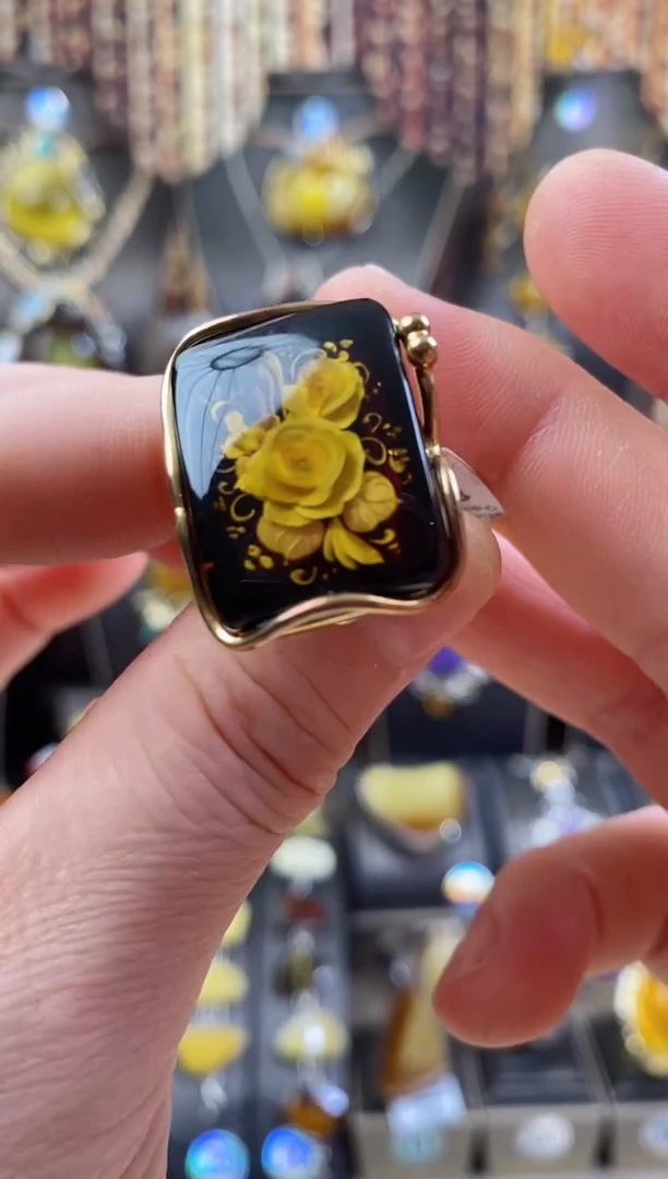 琥珀银S925镶嵌戒指戒指