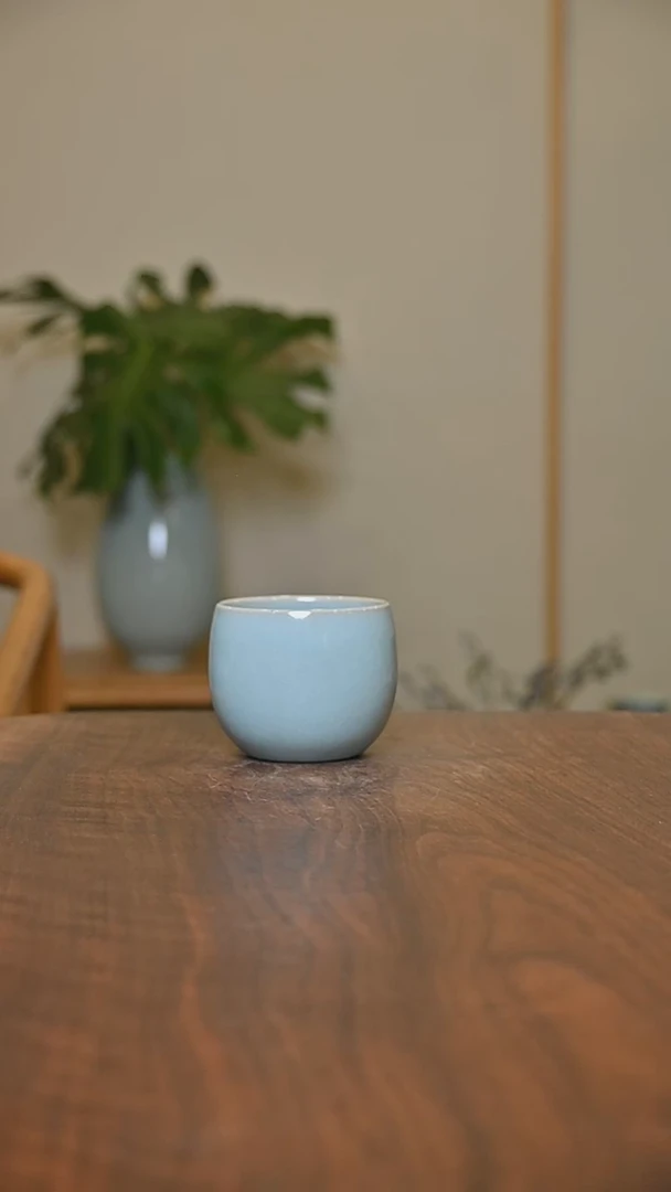 暖心杯 天青 微瑕 朱法喜款
