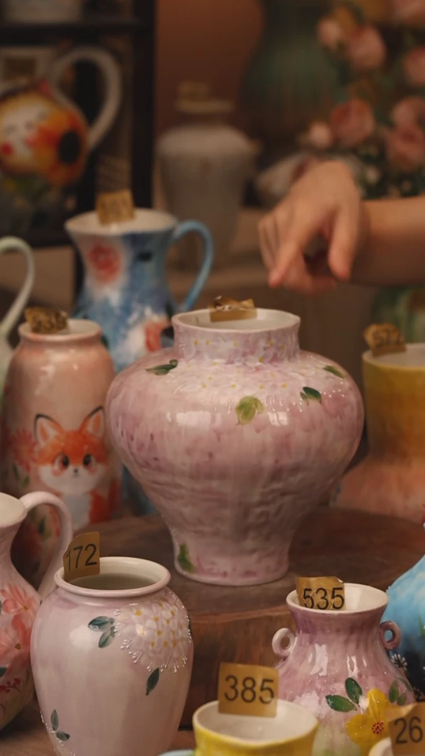 陶瓷523景德镇设计师手作花器摆件侘寂风