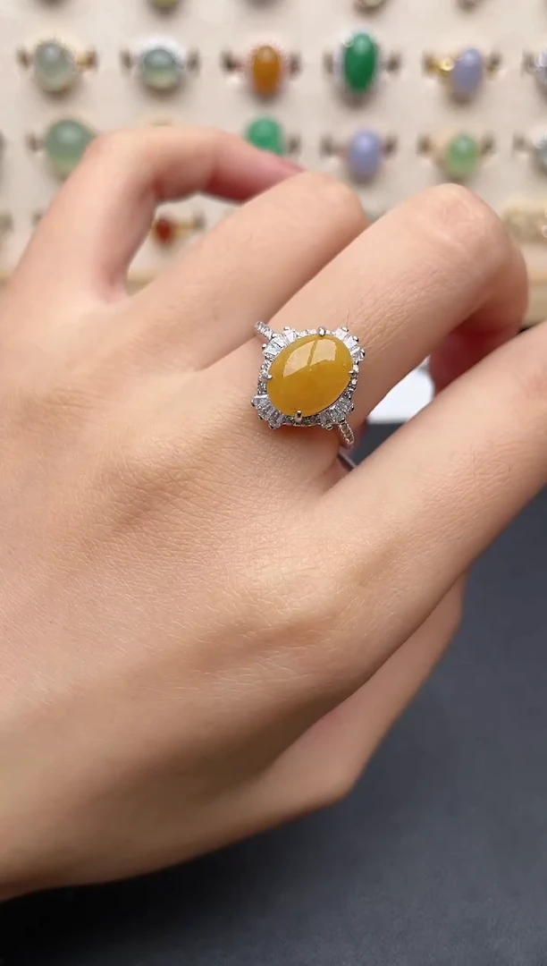 【闪购商品】翡翠戒指银S925镶嵌一物一证一礼盒