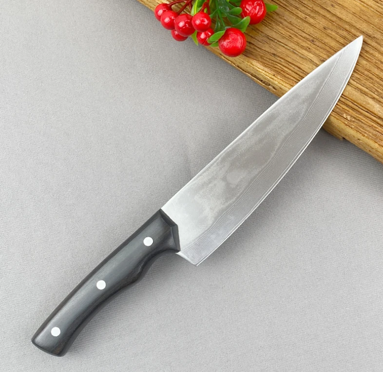 大马士革家用菜刀厨师刀厨房用户外露营锋利切肉切菜切水果刀具01