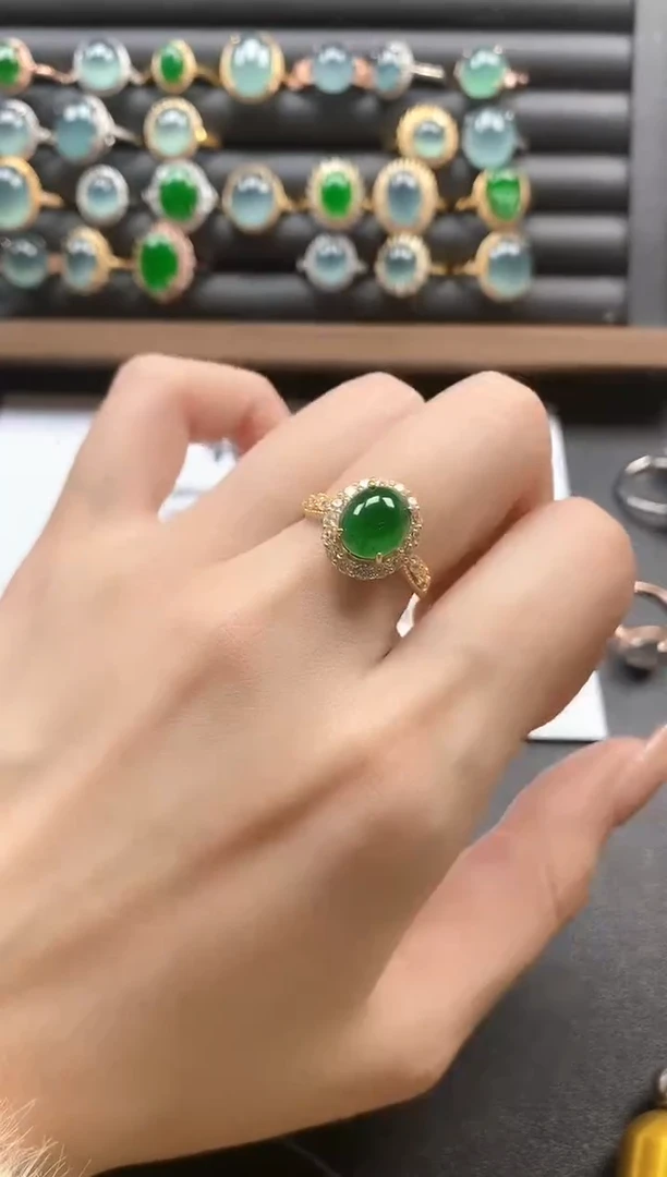 银S925镶嵌戒指翡翠51511