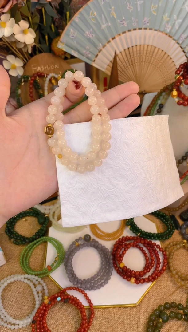 【闪购商品】和田玉双圈18K金镶嵌藕粉