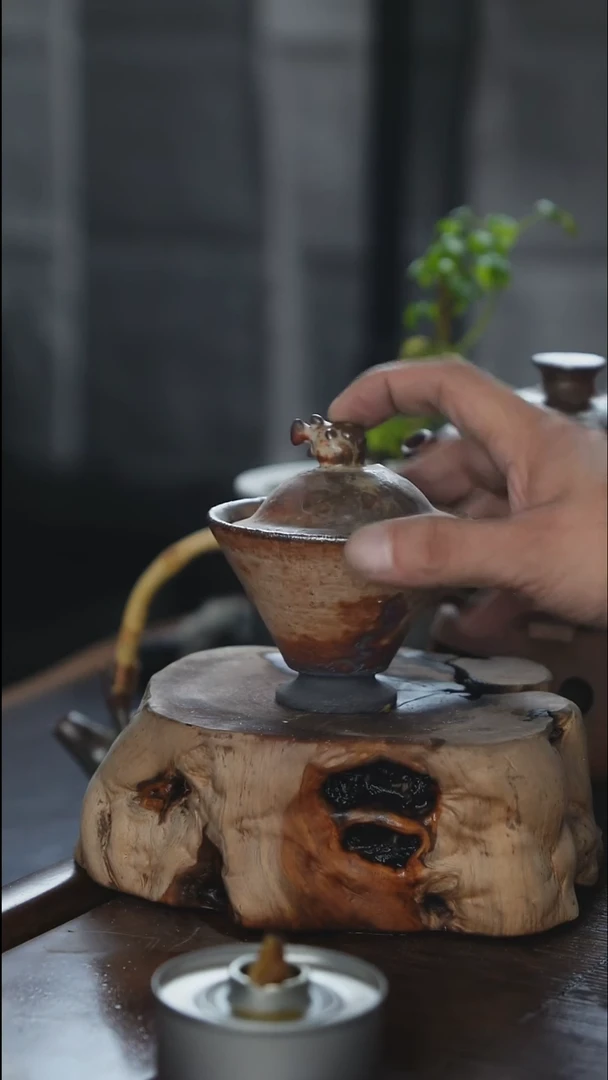 紫砂全手工斗笠盖碗