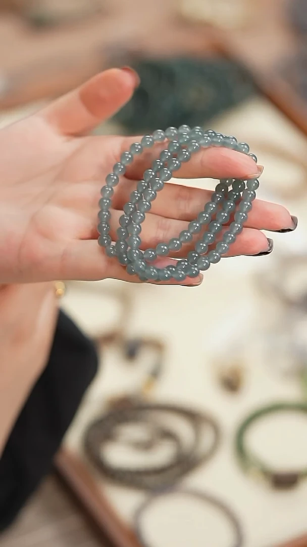 未镶嵌手串翡翠蓝翡6mm 单圈手串（多样性发其一）