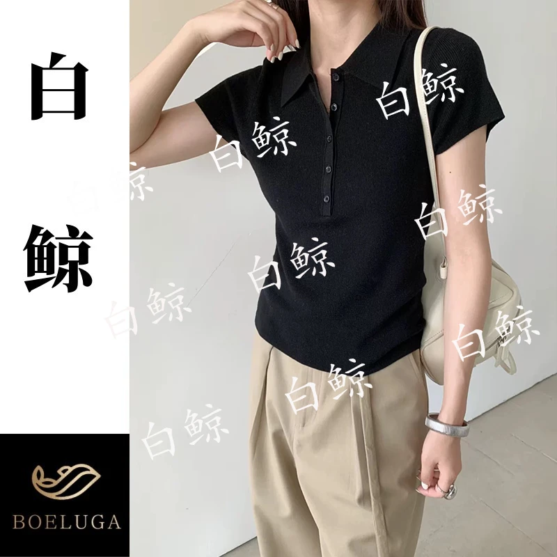 【白鲸】夏季天丝亚麻翻领短袖套头时尚百搭宽松休闲2626