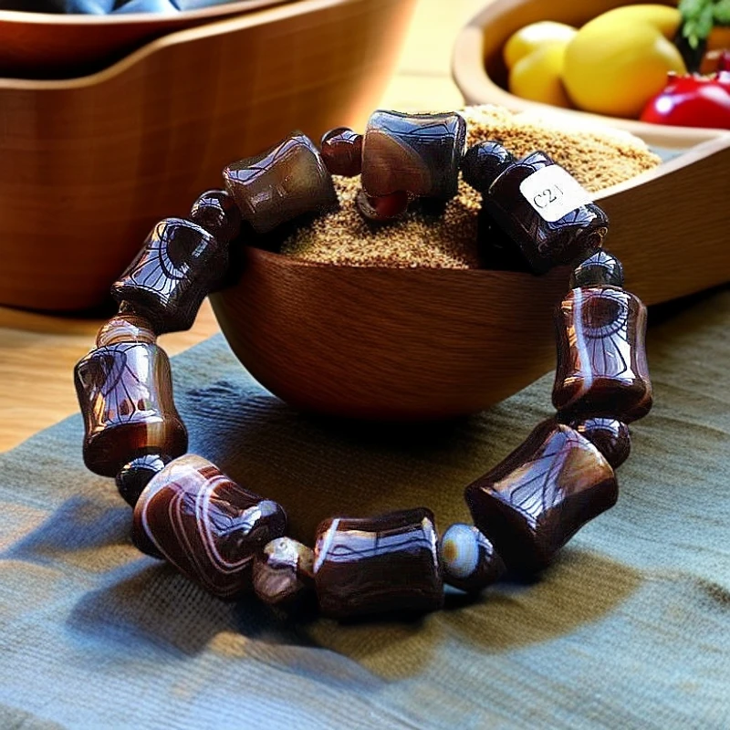 天然巴西缠丝玛瑙手链男女款玉石竹节手串民族风节节高文玩佛珠串