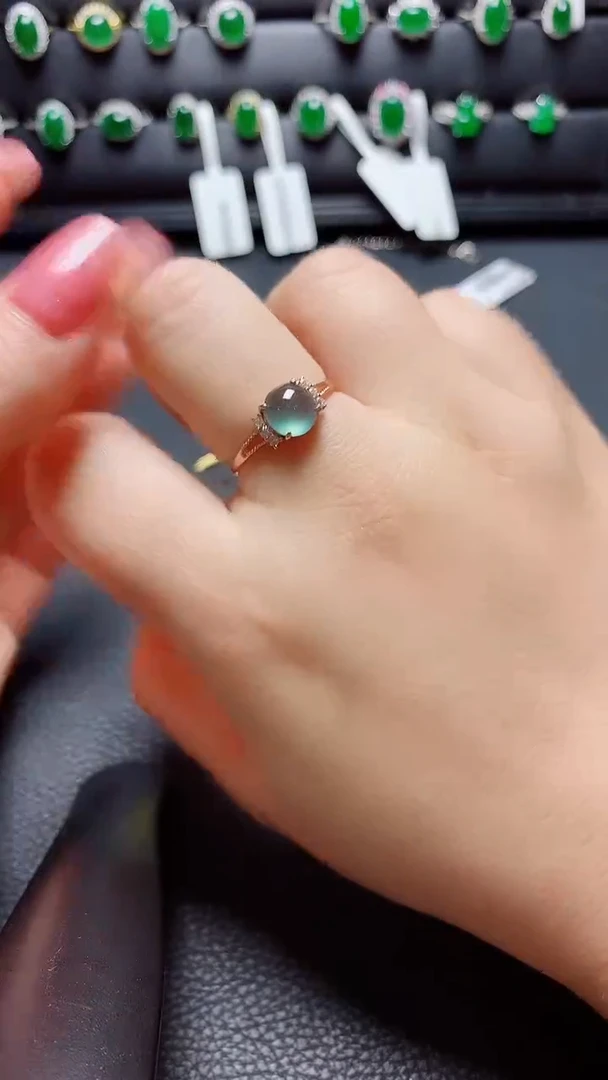 银S925镶嵌戒指翡翠天然翡翠A货s925银镶