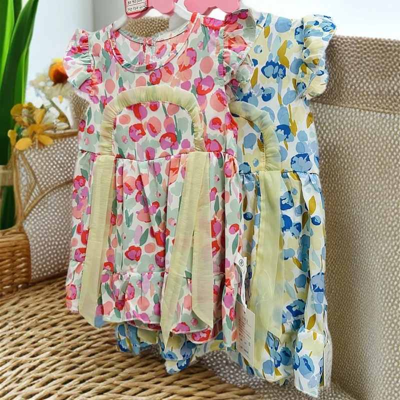 女童碎花连衣裙2025新款夏季网红雪纺公主裙