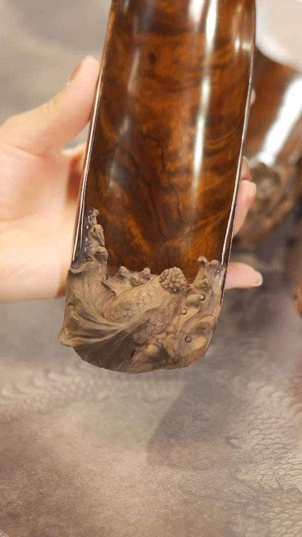 金丝楠343*云彩纹金鱼-茶则