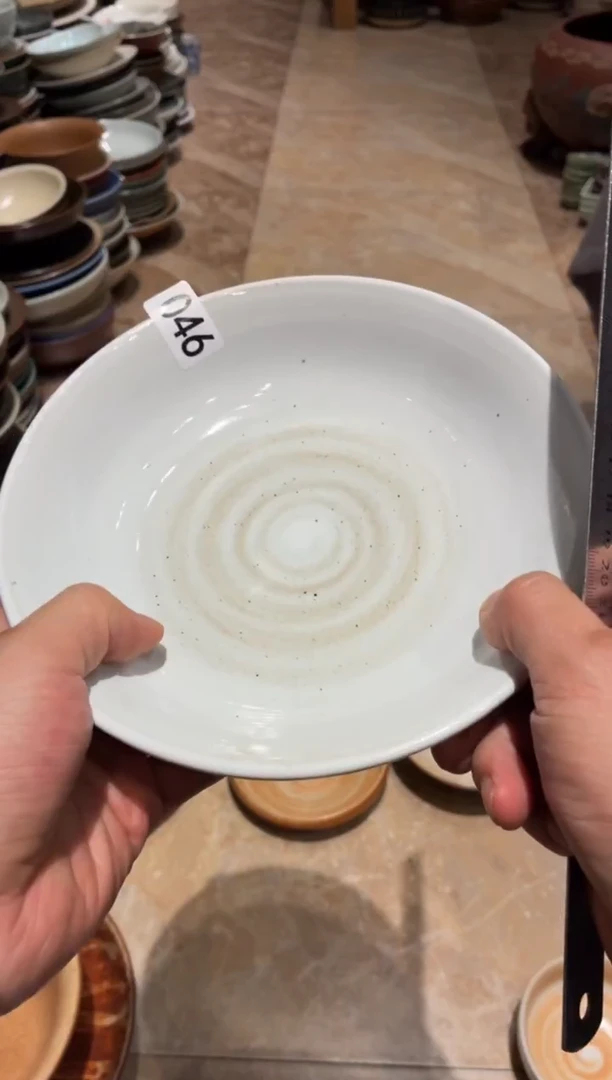 瓷片@***～46白麻点手工盘1个