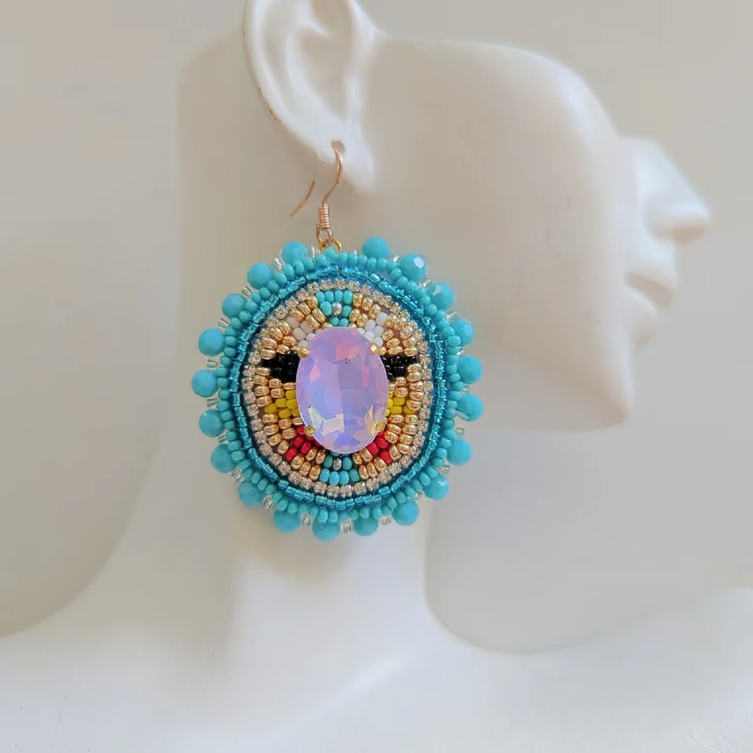 非金属锦纶耳饰 复古宫廷几何图案宫廷风古风耳环材料包+教学视频