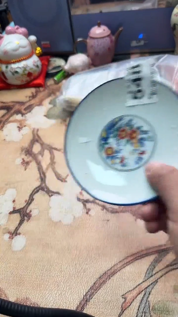 摆件喬*瓷器蓝青色釉上彩瓷器