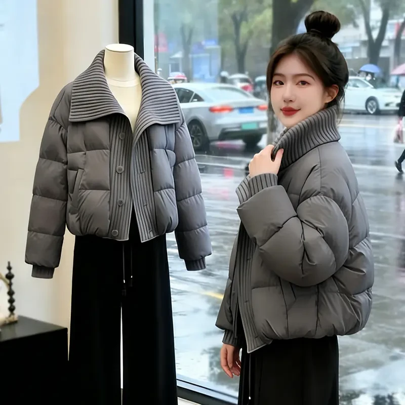 高级感立领拼接服外套冬季新款袄加厚时尚保暖衣