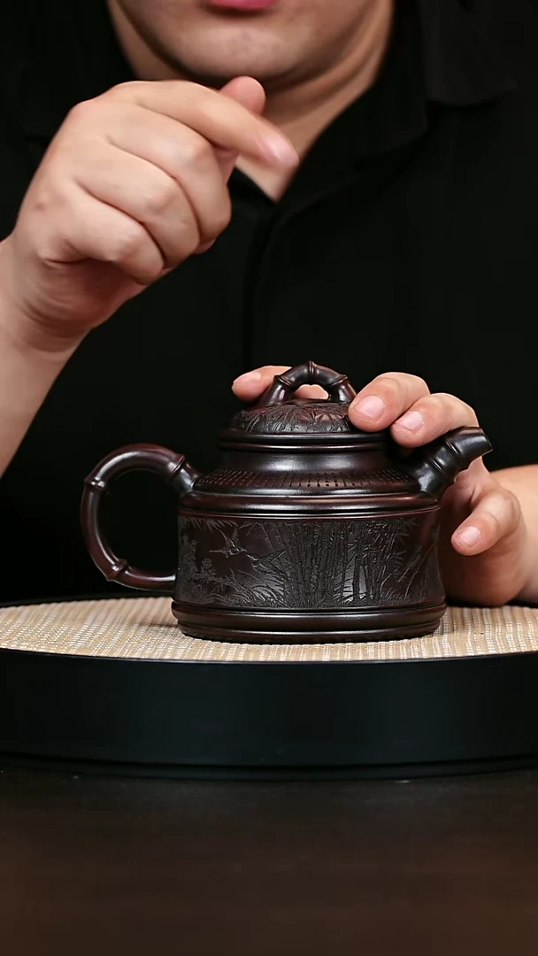 茶壶紫砂竹鼎 明红砂 600cc