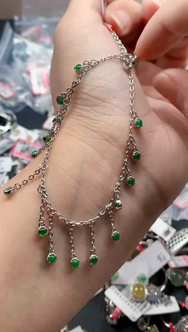 银S925镶嵌戒指翡翠天然A货缅甸翡翠