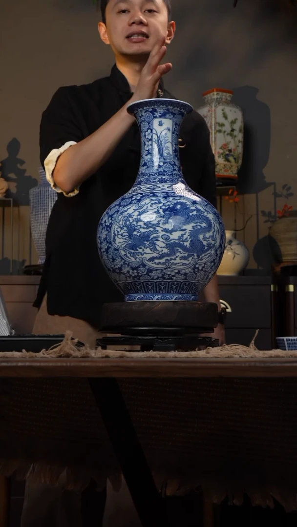 摆件WN问泥景德镇陶瓷花瓶摆件