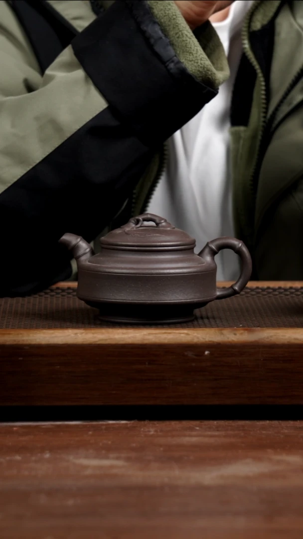 茶壶紫砂用****5天青双线竹鼓230CC